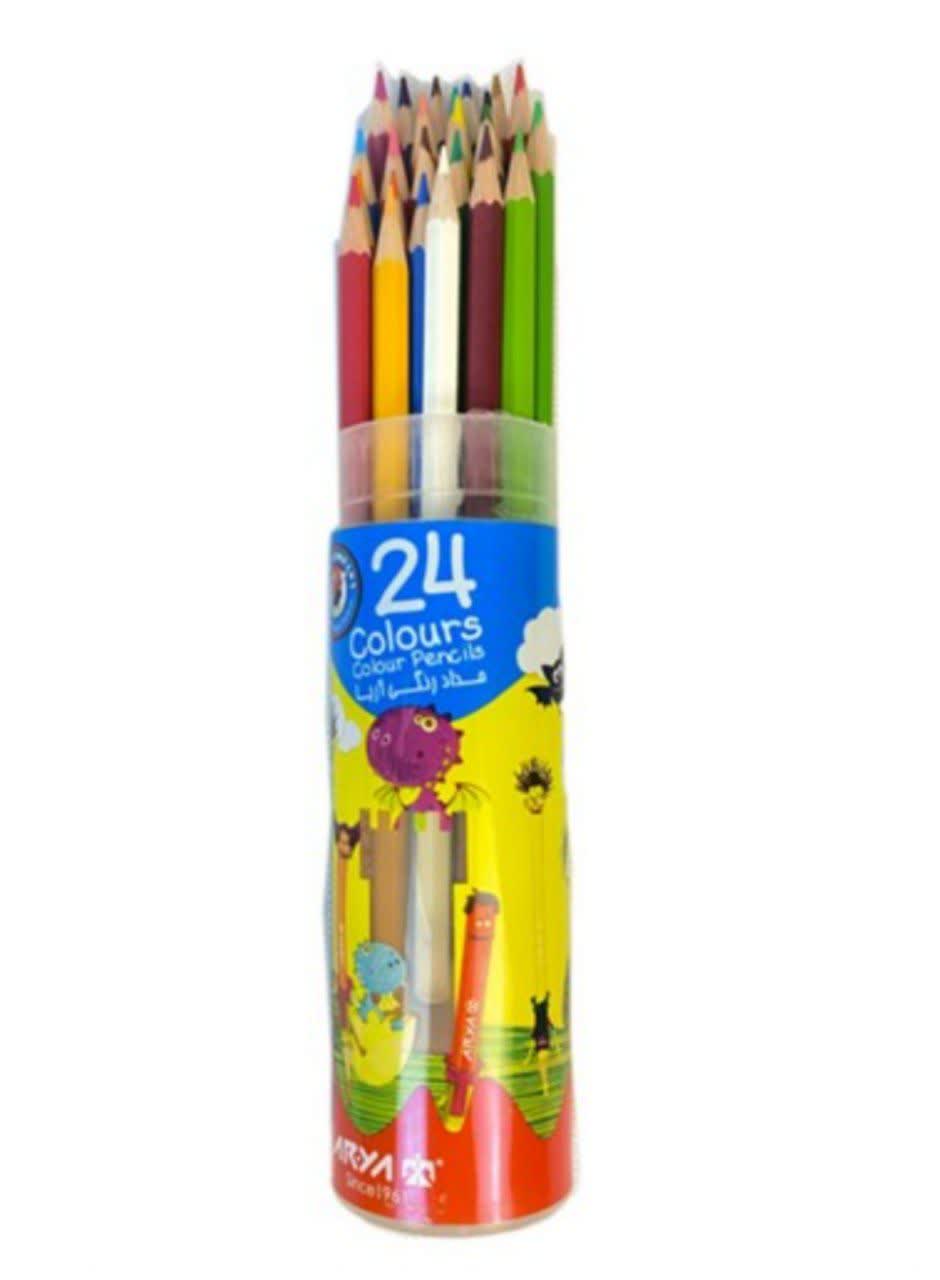 مداد رنگی 24 رنگ آستوانه ای آریا