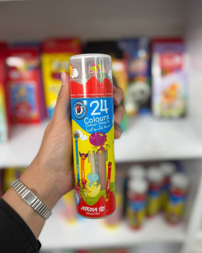 مداد رنگی 24 رنگ آستوانه ای آریا