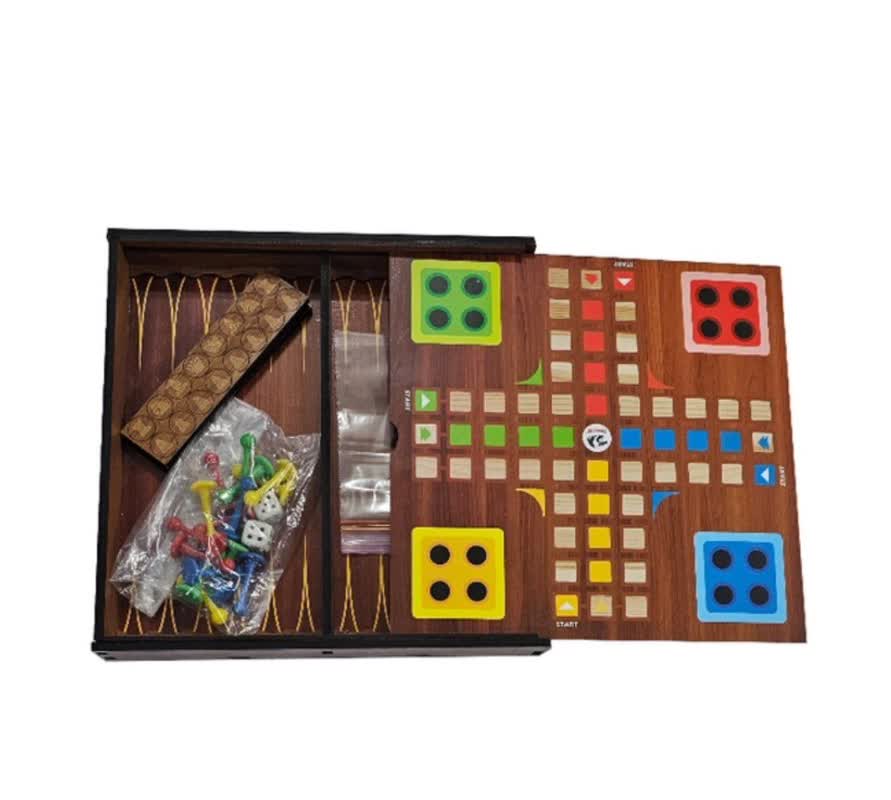 8بازی فکری چوبی منچ ومارپله تخته نرد شطرنج وبازی های فکری دیگر